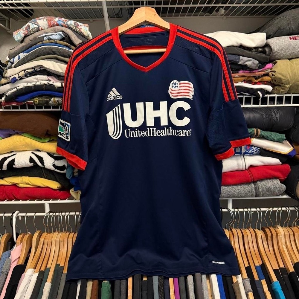Adidas MLS New England Revolution Blue White Football Soccer Jersey Mens Large